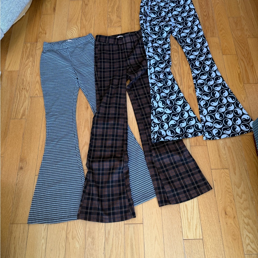 SO XS Flared Pants Set bundle 3 pairs - white Brown, Black stretchy